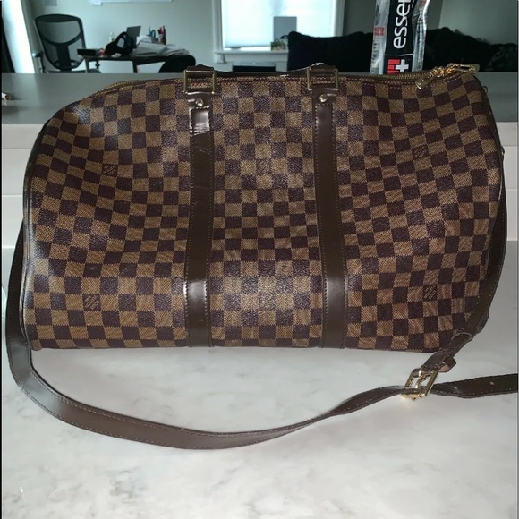 louis vuitton grey duffle bag